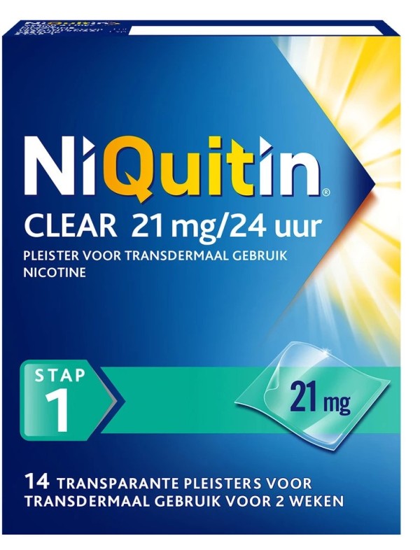 Niquitin Clear Pleisters 21mg - Stap 1 14ST